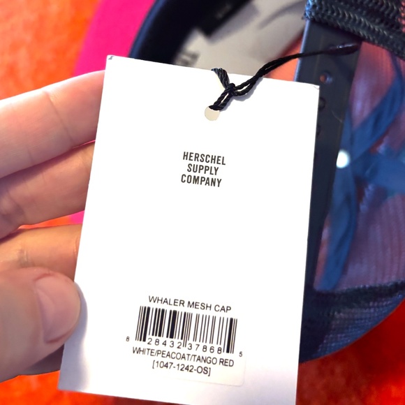 Herschel Whaler unisex navy, red and white colour block trucker cap hat NWT - Picture 6 of 9